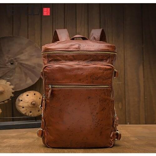 AETOO Handmade leather backpack, leather mens casual backpack, ladies travel backpack