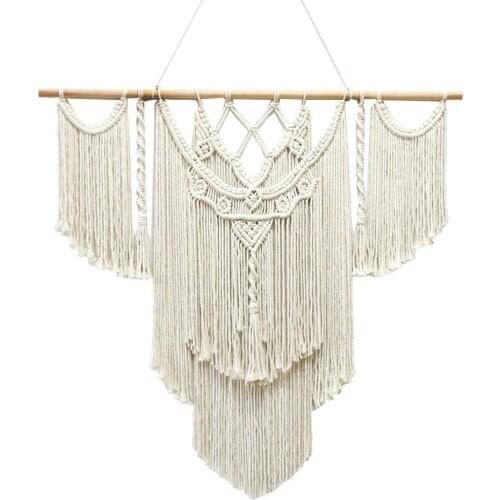 Macrame Wall Hanging Tapestry Wall Decor Boho Style Bohemian Woven Home Decoration 100% Cotton 100X90cm Boho Decor High Quality