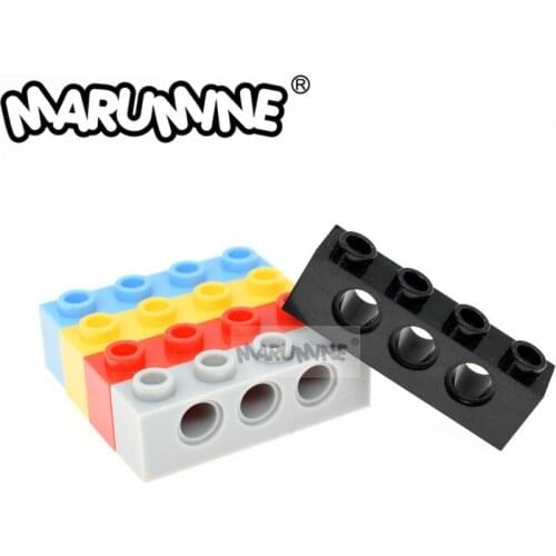 MARUMINE 1 x 4 with Hole Technic Brick 50PCS/Lot Plastic Building Bricks Parts Accessories 3701 MOC Blocks Set For Learning