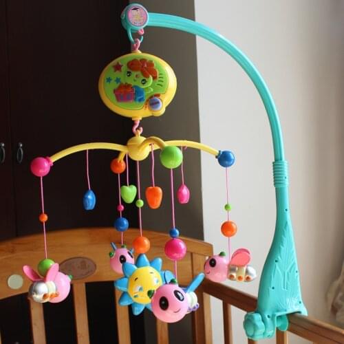 Cute bee baby infant bed bells battery-operated rotating music mobile rattles toys with 12 songs freeshipping