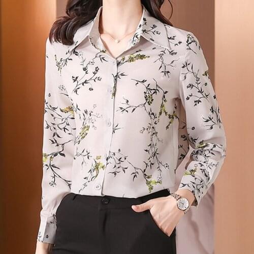 Fashion flower print ladies shirts Womens Blouses 2021 Spring Autumn Long Sleeve Shirts Tops Blusas Mujer