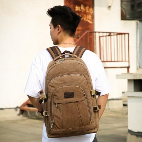 Trendy Canvas Mens Backpack Quality Large Capacity Student School Backbag Outdoor Sports Waterproof Back Pack Male Work Package