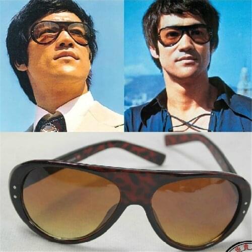 Vazrobe Male Sunglasses Men Leoparded Vintage Sun Glasses Star Bruce Lee Aviation Steampunk Retro Eyewear Brown Unique Cool