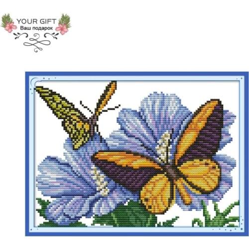 Joy Sunday DA238 14CT 11CT Stamped and Counted Home Decoration Butterfly Love Needle Art Craft Cross Stitch Kits