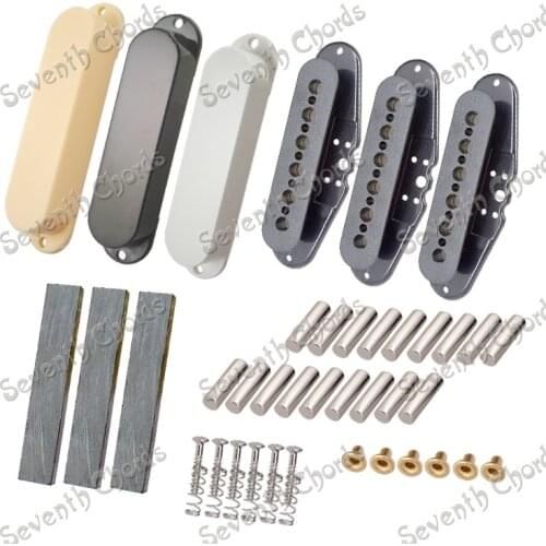 A Set 3 Pcs Single Coil Pickup Kits Producing Accessories/Slug Bobbins/No Holes Closed Pickup Cover/Bar Magnet/Pole Slugs