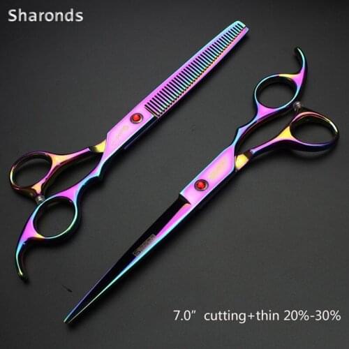 New Hairdressers scissors Professional pet groomer teddy folding scissors 7 inch cutting shears dog scissors tool set haircuts