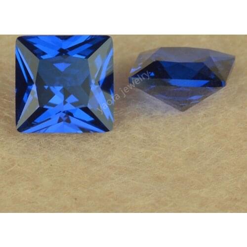 Wholesale 2x2~12x12mm 112# Blue Color Pointy Square Shape Princess Cut Loose Spinel Gems Stones