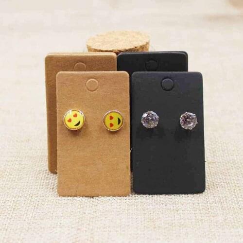 Wholesale retangular black/kraft stud earring display tag custom logo cost extra earring display tag card gift 200pcs per lot