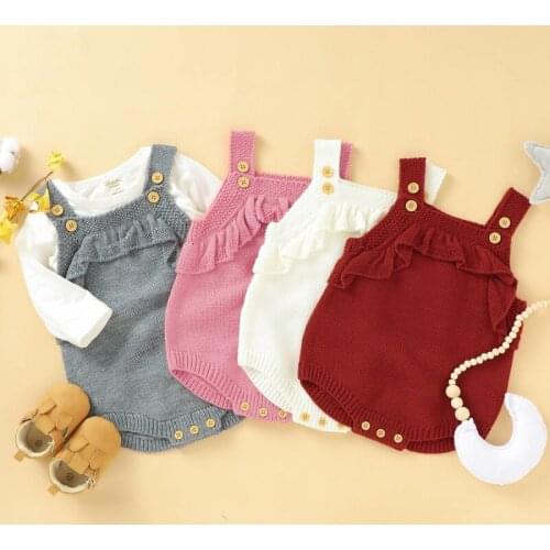 Autumn Infant Baby Girls Sleeveless Knitted Floral Solid Print Rompers Kids Boys Bodysuit Jumpsuit
