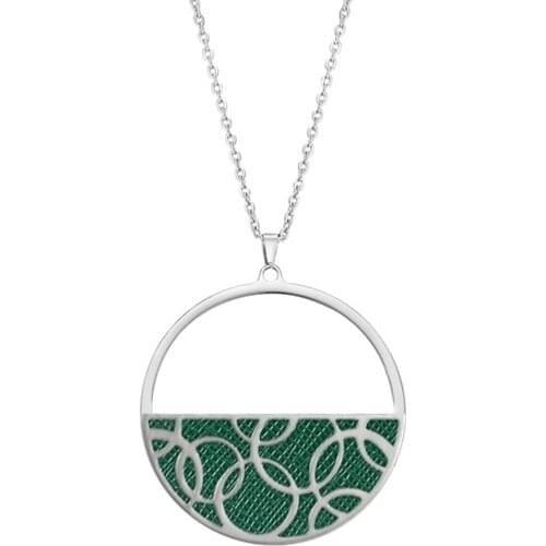 Legenstar Hoop Round Pendant Necklace for Women Reversible Leather collier femme 2019 bijoux Stainless Steel Charm Jewels