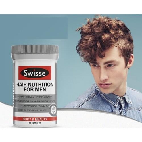 Swisse Hair Nutrition for Men Support Hair Growth Loss Stronger Fuller Thicker Shinier Faster-growing Healthy Lush Scalp Hair