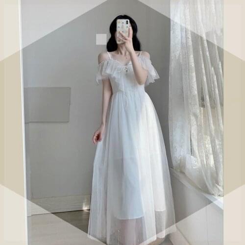 Dresses for Women New Autumn First Love Suspender Dress Ruffled Lace-up Mesh Dress Vestido De Mujer