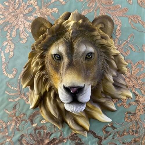 RESIN LION LEOPARD BLACK BEAR ANIMAL HEAD WALL DECOR LIVING ROOM WALL HANGING STATUES SKULL ORNAMENT HOME DECOR GIFT A1883
