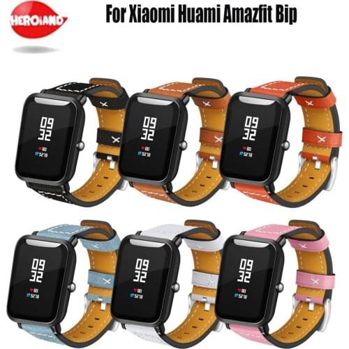 Genuine Leather Replacement Strap For Xiaomi Huami Amazfit Bip BIT Lite Youth Smart Watch Wearable Wrist Bracelet Watchband 20mm