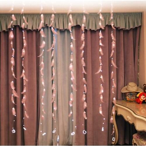 Christmas Garland Feather LED String Light Indoor Drop LED Party Garden Stage Outdoor Decorative Light USB Remote 8 Modes