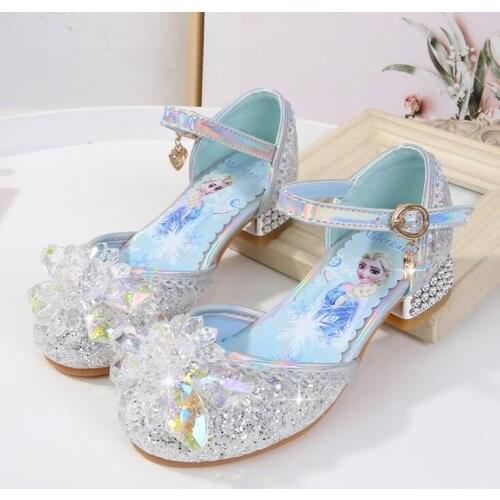 Disney childrens high heel princess party shoes summer new girls sandals baby childrens shoes little girl crystal shoes 23-36