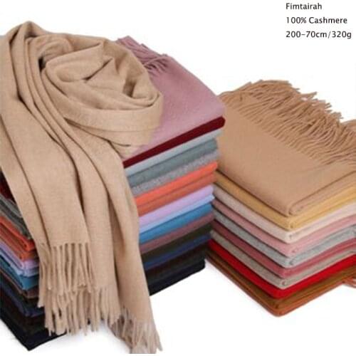 100% Cashmere Scarf Women Winter Autumn Thicken Water Ripple Shawl Wrap Luxury Brand Wool Scarf Warm Ladies Pashmina