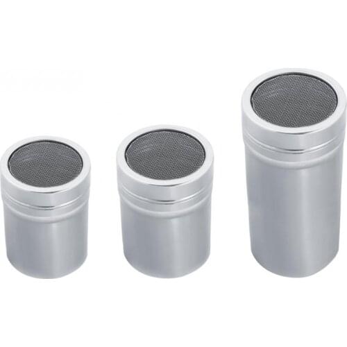 Stainless Steel Cocoa Powder Shaker Mesh Shaker Powder Cans Coffee with Lid Chocolate Icing Sugar Shaker Sifter