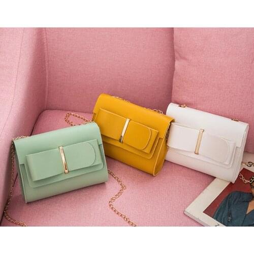 Womens Messenger Bag pu leather shoulder bag chain handbag mini mobile wallet Messenger bag ladies Solid color handbag ol