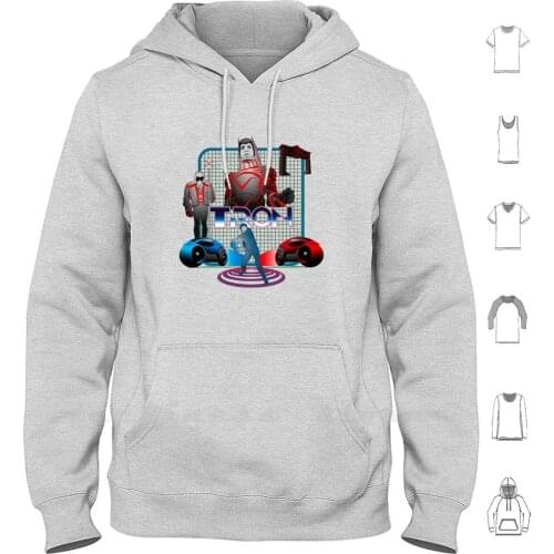 Tron Hoodie Long Sleeve Tron Animation Computer Graphic 1982 Retro Vintage Futurism Futuristic David Jeff Bridges