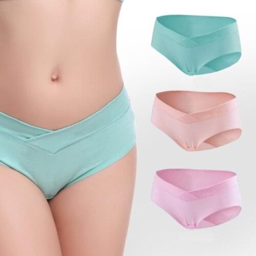 3Pcs/Lot Maternity Panties Cotton Pregnant Underwear U-Shaped Low Waist Short Pregnancy Women Briefs Intimates