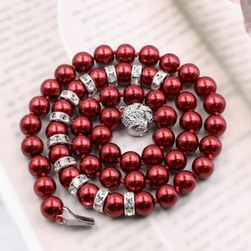 Elegant 8 10mm Glass Pearl Shell Necklace Jewelry Classic Temperament Short Chain for Women Highlight Faux Pearls Choker B127