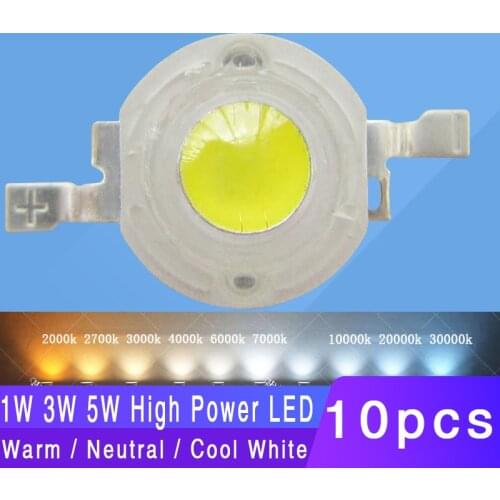 10pcs 1W 3W 5W 4-Chip Warm White 3500K Netrual White 4500K Cool White 6500K Cold White 10000K 20000K 30000K LED Bead Light Parts