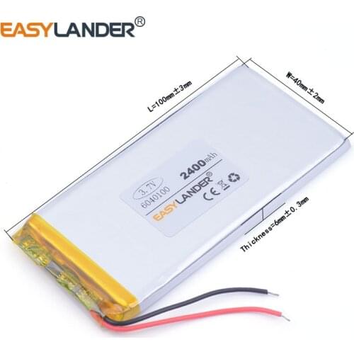 10pcs/Lot 3.7V 2400mAh 6040100 Lithium Polymer Li-Po li ion Rechargeable Battery cells For Mp3 MP4 MP5 GPS PSP mobile bluetooth