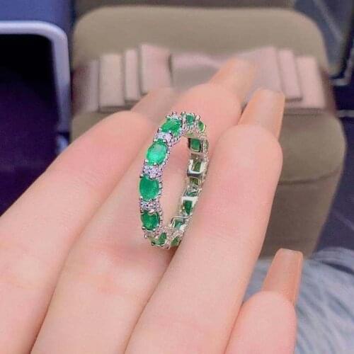 100% Natural Genuine Emerald Fashionable Donuts Silver Ring 925 Solid Sterling Silver Emerlad Wedding Ring Best Gift for Girl