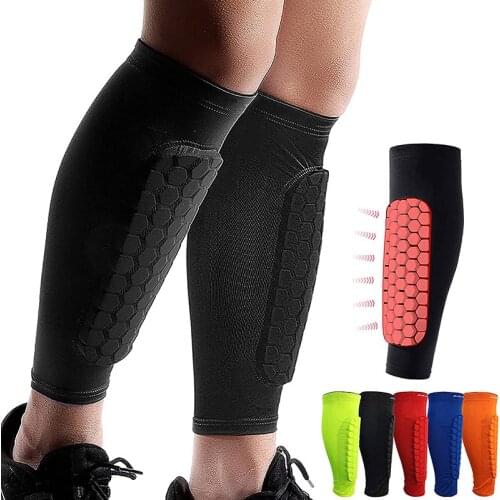 2Pcs Outdoor Sports Shin Pads Calf Compression Sleeve with Honeycomb Pads Soccer Running Cycling MTB Shin Guards Shank Protector