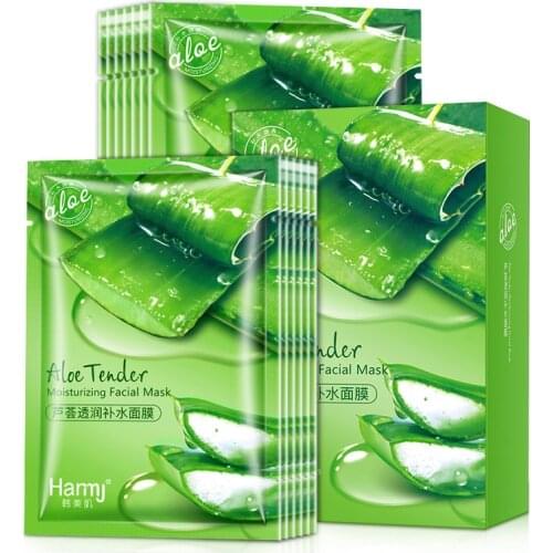 20 Pieces Aloe Tender Moisturizing Facial Mask Remove Acne Control Oil Depth Replenishment Whitening Anti-Aging