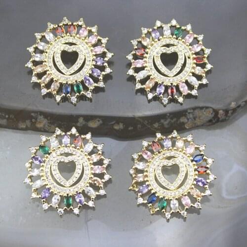 25*23mm 10pcs/lot Hot sale cz pendant, colorful cubic zircon micro pave charm,handmade necklace jewelry