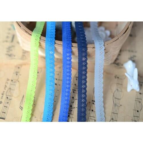 5 Meters/lot 1cm Blue Stretch Elastic Lace Trim Sewing Supplies Handmade Garments Accessories On Sale