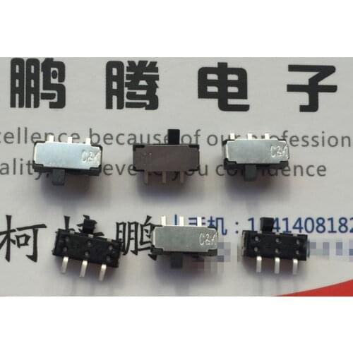 5PCS/lot Original French C&k JS102011SAQN small patch toggle switch 3 feet 2 gears side dial sliding