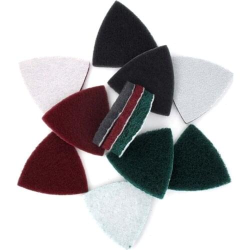 5pcs 90mm 240 400 800 Grit Multi-purpose Triangle Scouring Pad Industrial Heavy Duty Nylon Cleaning Cloth Hook and Loop
