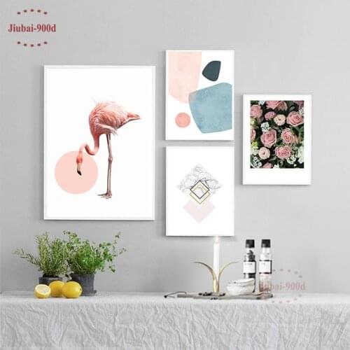 900D Flamingo Posters And Prints Wall Art Canvas Painting Wall Pictures For Living Room Flower Picture Decoration NOR046