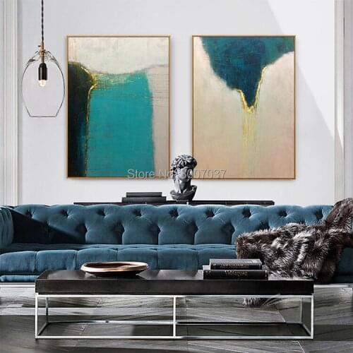 Abstract Oil Painting Canvas painting quadros caudros decoracion for Home Decor 100% Hand Painted Gold with Green Oil Painting