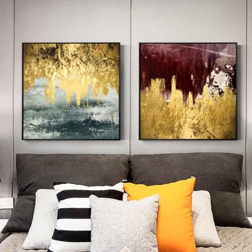 Abstract Canvas Paintings Pop Art Golden Wall Pictures Posters And Prints For Living Room Nordic Style Retro art Home Decoration