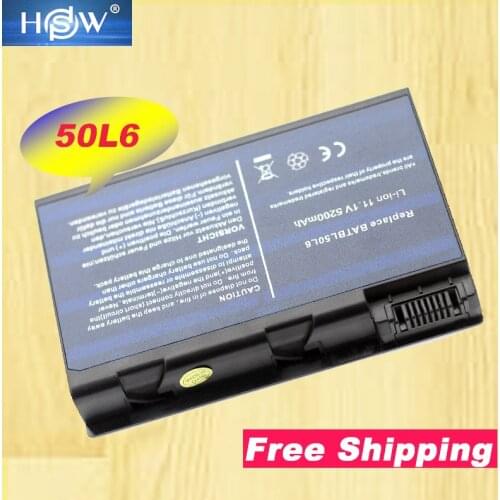 HSW 6CELL 5200mAh BATBL50L6 laptop battery compatible for ACER Aspire 3100 3690 5100 5110 5610 5630 5680 free Shipping