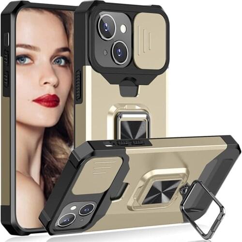 Armor Shockproof Hard Phone Case For iPhone 13 11 12Pro Max X XS Max XR 7 8 Plus 13 Mini 11Pro Ring Stand Holder Back Cover