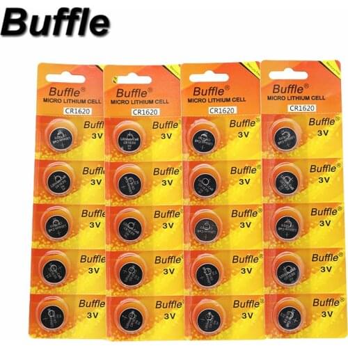 Buffle 20pcs/4packs CR1620 Button ECR1620 DL1620 5009LC Cell Coin Lithium Battery 3V CR