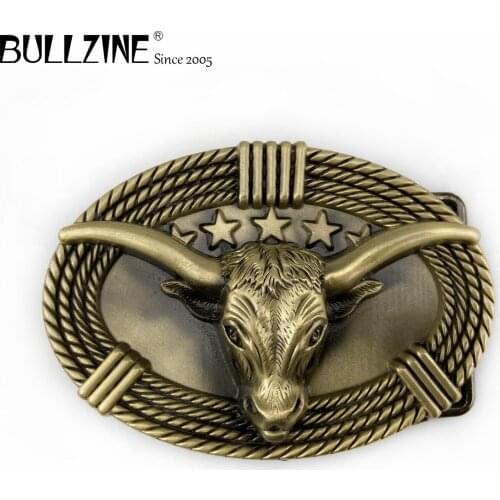 Bullzine zinc alloy Bull head belt buckle pewter finish FP-03430-1 LUXURIOUS retro western jeans gift belt buckle drop shipping