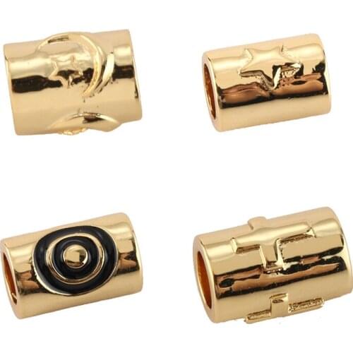 Charm Spacer Beads for Jewelry Making Supplies Gold Coupling Cube Tube Diy Earring Bracelet Necklace Copper Accessories 2pcs