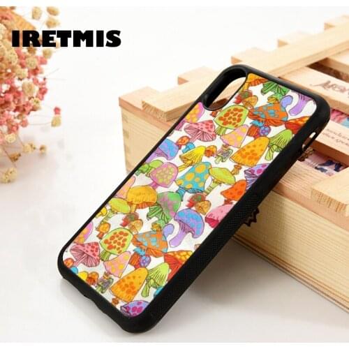 Iretmis 5 5S SE 6 6S TPU Silicone Rubber Phone Case Cover for iPhone 7 8 Plus X Xs 11 12 MINI Pro Max XR rainbow mushroom