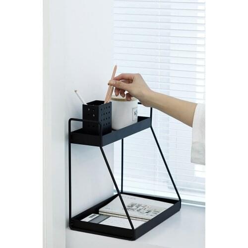 Black Metal Storage Racks Bathroom 2 Layers Towel Holder Tableware Party Supply Cake Stand 1piece Home Decoration