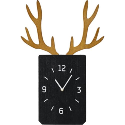 Wood Wall Clock Nordic Wall Clock Office Home Living Room Silence Wall Clock Antlers Art Decor Modern Design Digital Wall Clocks