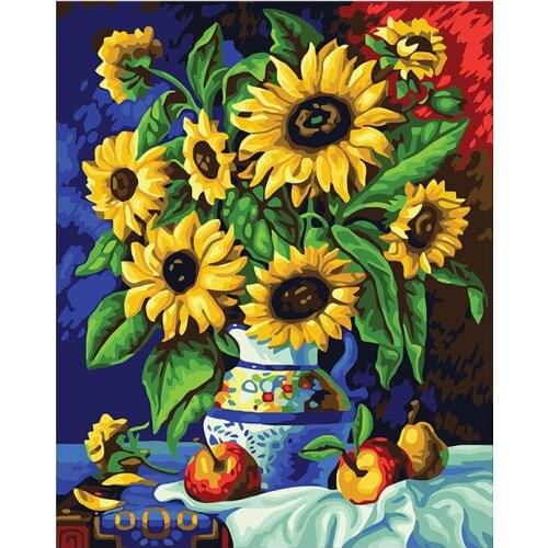 DIY Digital Painting By Numbers chrysanthemum oil painting mural Kits Coloring Wall Art Picture Gift frameless