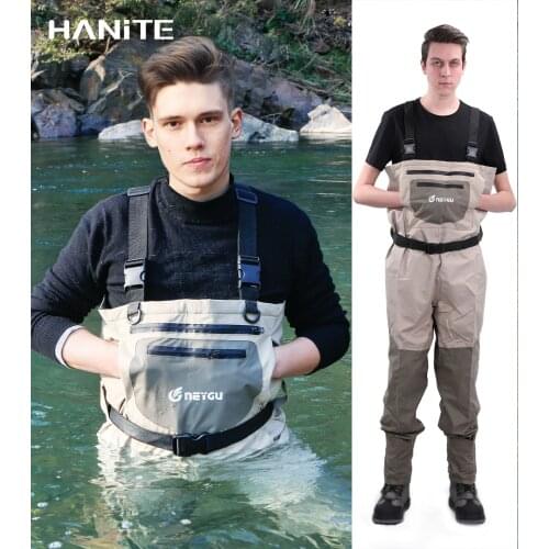 HANITE Men&Womens Breathable Chest Waders with 4MM Neoprene Stocking Foot for ATV, Fishing Hunting, Camping etc. Outdoor Sports