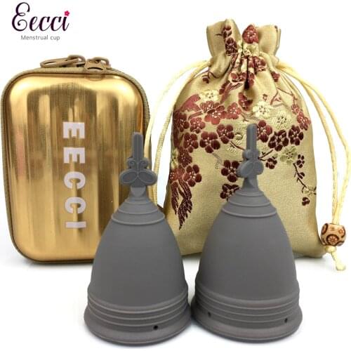 EECCI 2pcs Medical Grade Silicone Menstrual Cup for women Lady menstrual period Reusable soft feminine hygiene menstrual Disc