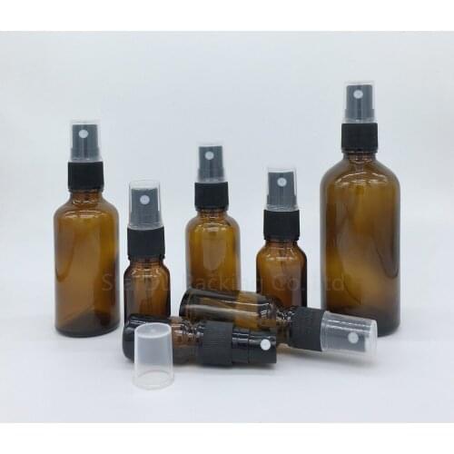 5ML 10ml 15ml 20ml 30ml 50ml 100ml amber glass bottle with Perfume sprayer, Essential Oil Spray Glass Bottle 480pcs